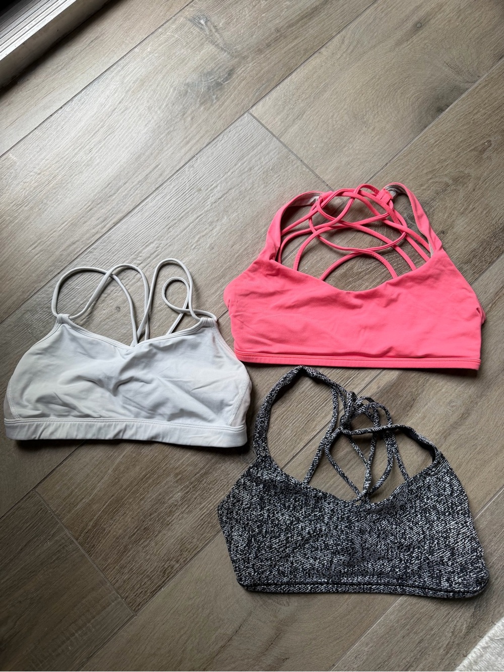 lululemon athletica Strappy Sports Bras - Pink, white, Black/Gray - pack of 3